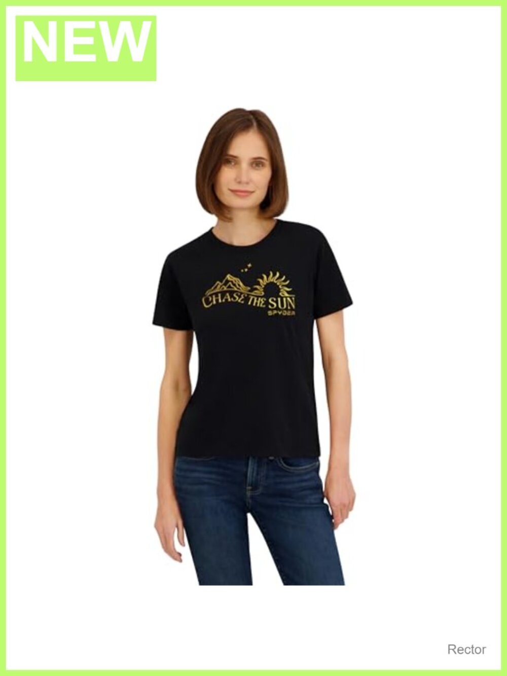 Metallic Sun Graphic Short Sleeve Tee Crew Neck Pullover Women's